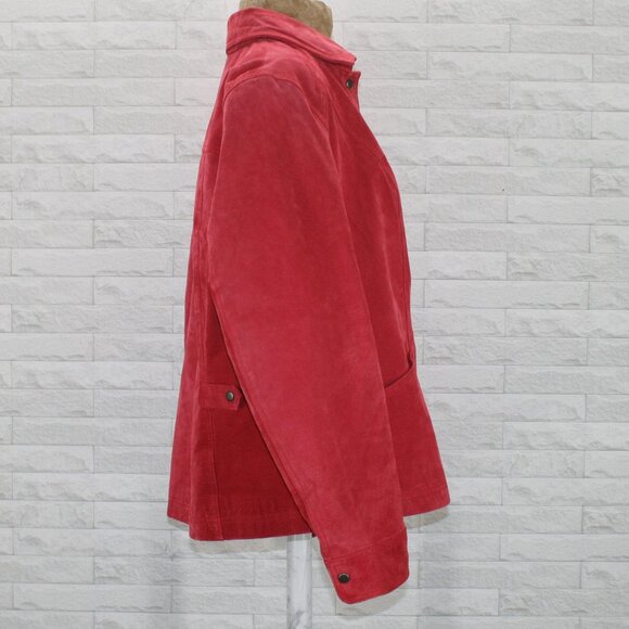 COLDWATER CREEK Jacket Suede Leather Oversized Outerwear Coat Red Plus Size 1X - Picture 4 of 13